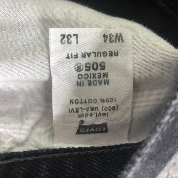 Levis 505 Jeans Mens 34x32 (Fits 32x32) Black Regular Fit Straight Leg Y2K 90s - Picture 4 of 11